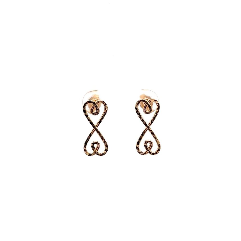 18K Gold Earrings Post Infinity 1.80 grams - Picture 4 of 9